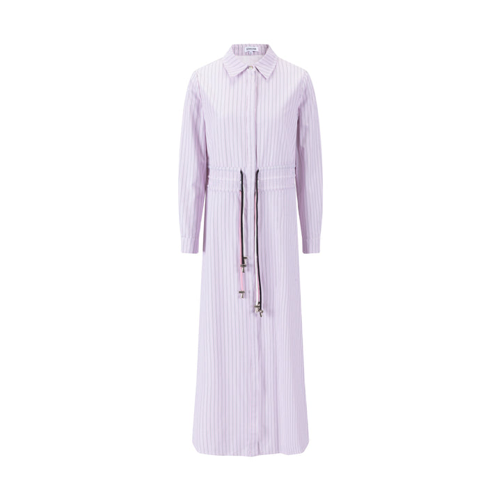 Drawstring Detail Striped Dress - Pink