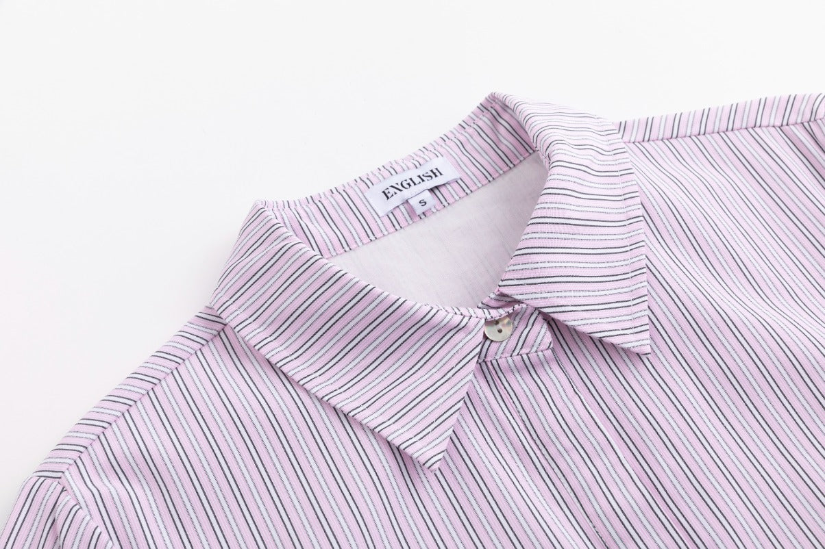 Drawstring Detail Striped Dress - Pink