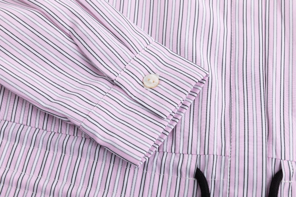 Drawstring Detail Striped Dress - Pink