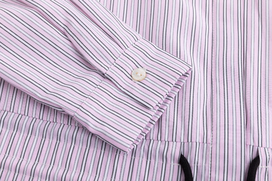 Drawstring Detail Striped Dress - Pink