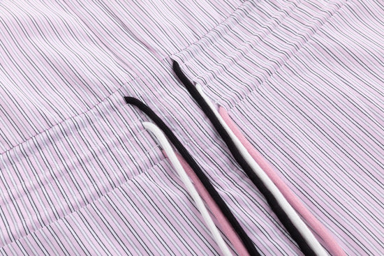 Drawstring Detail Striped Dress - Pink