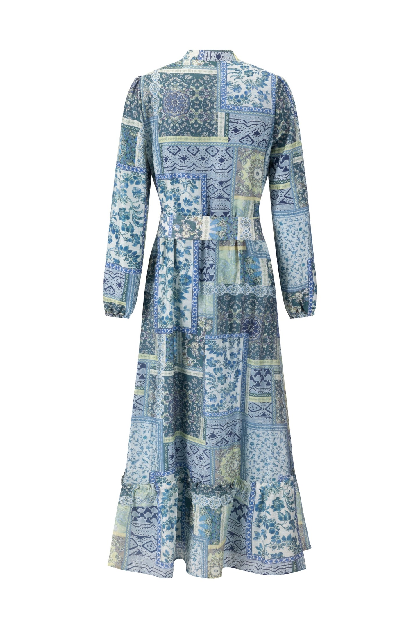 Navy And Yellow Printed Multi Patch Dress
