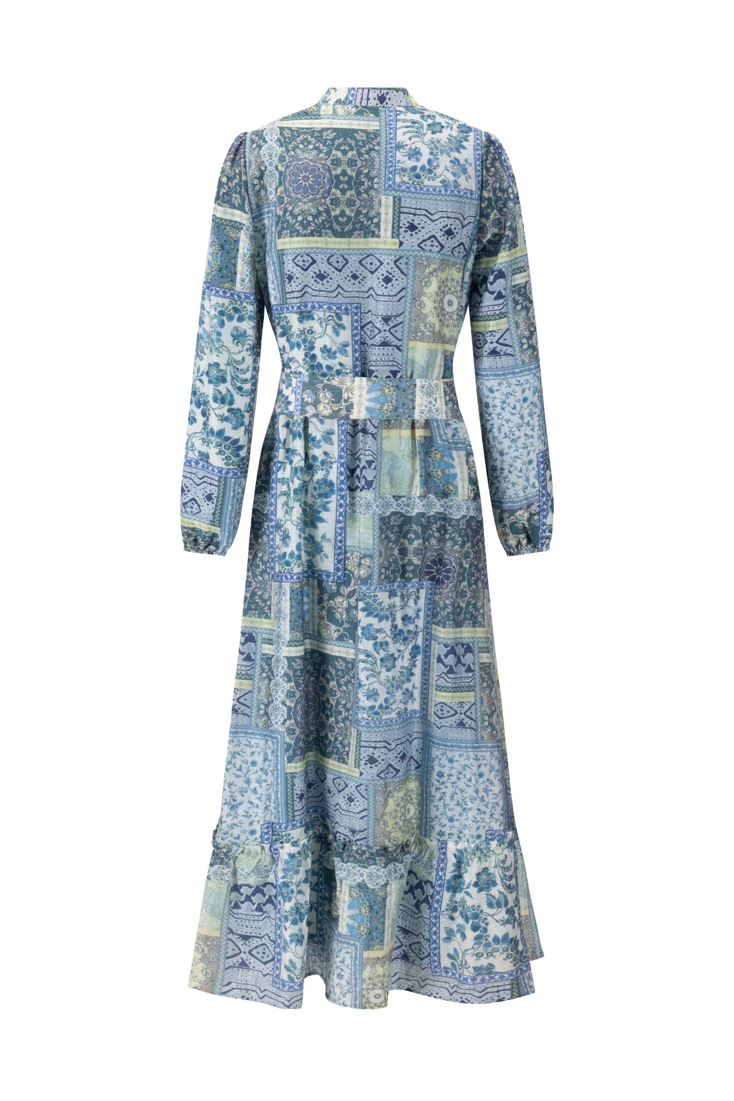 Navy And Yellow Printed Multi Patch Dress
