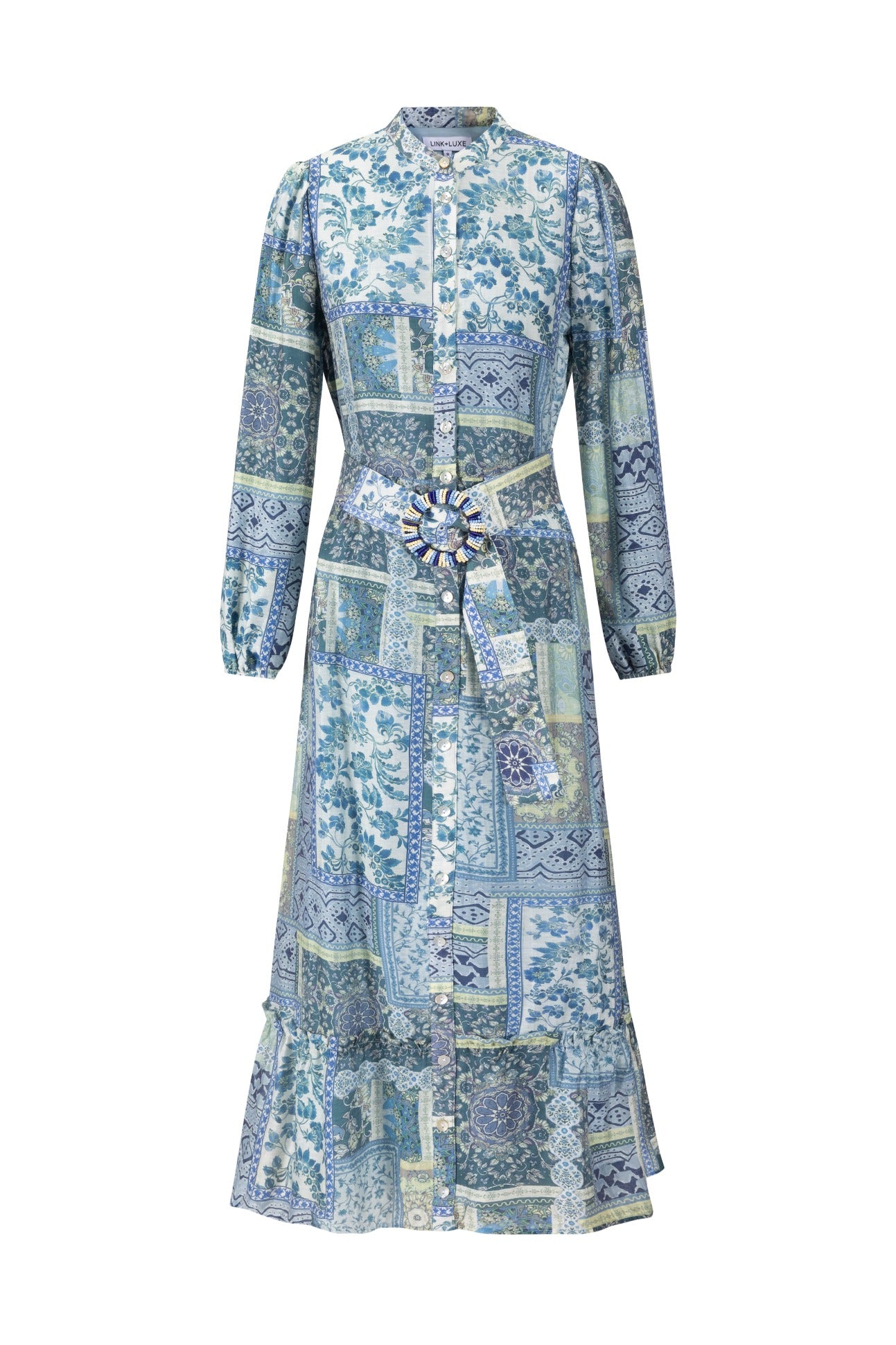 Navy And Yellow Printed Multi Patch Dress
