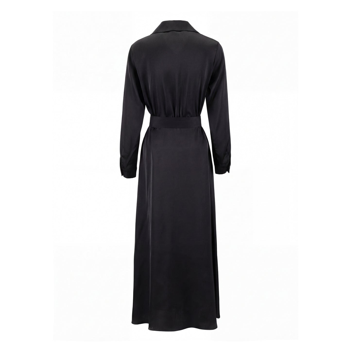 Belted Dress With Gold Buttons - Black