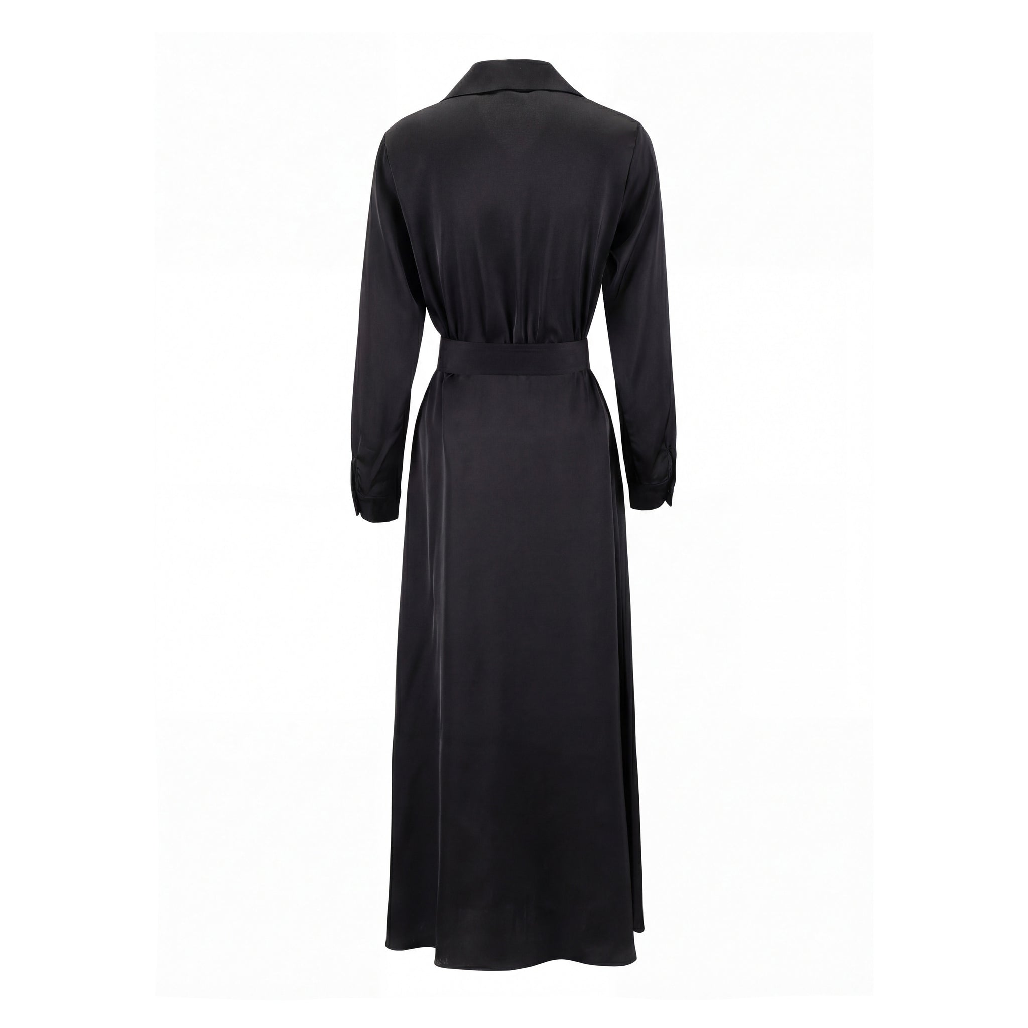 Belted Dress With Gold Buttons - Black