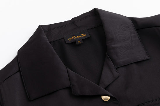 Belted Dress With Gold Buttons - Black