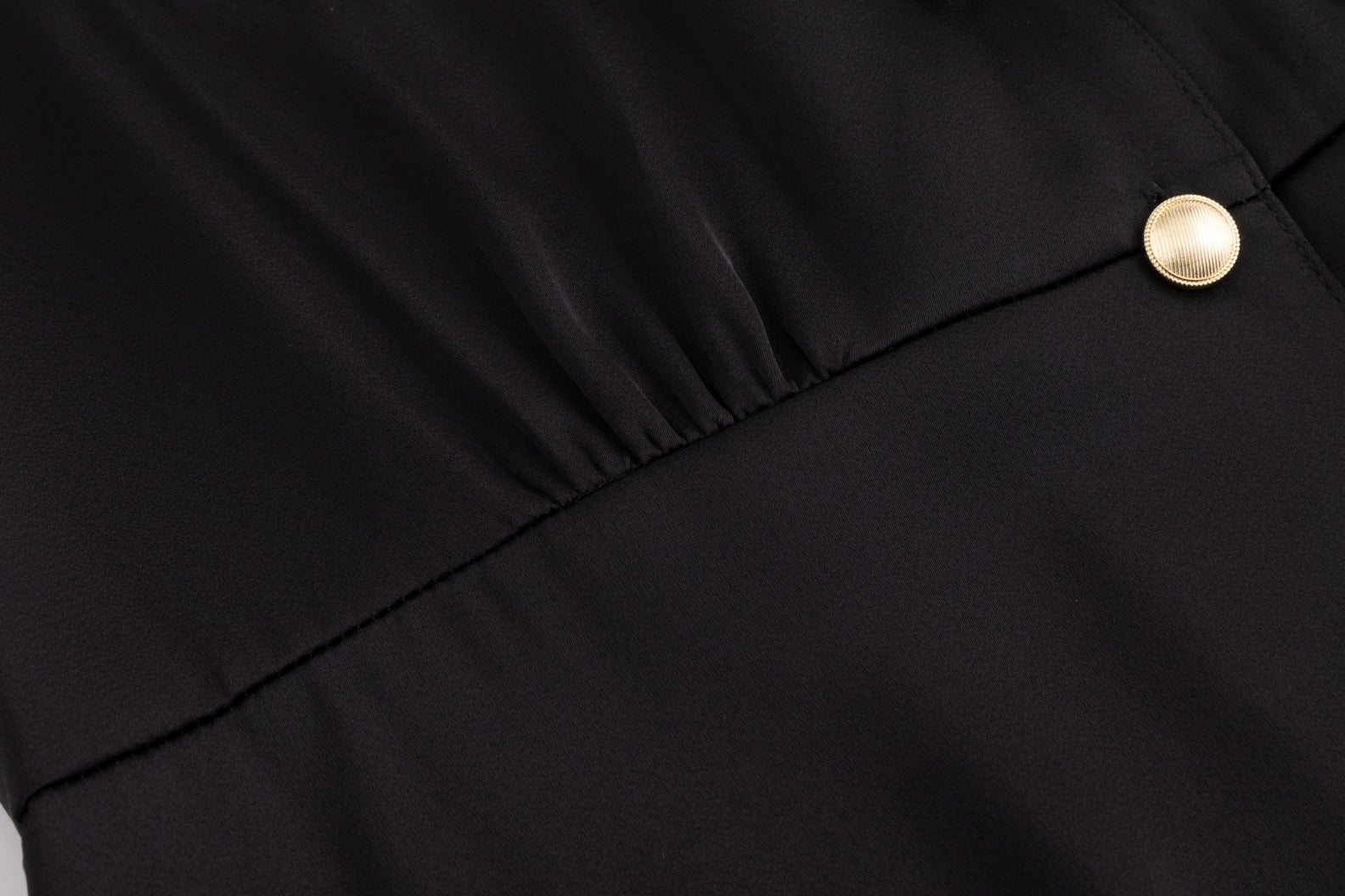 Belted Dress With Gold Buttons - Black