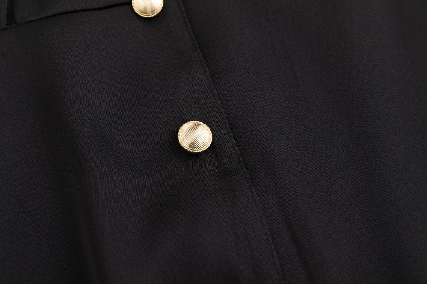 Belted Dress With Gold Buttons - Black