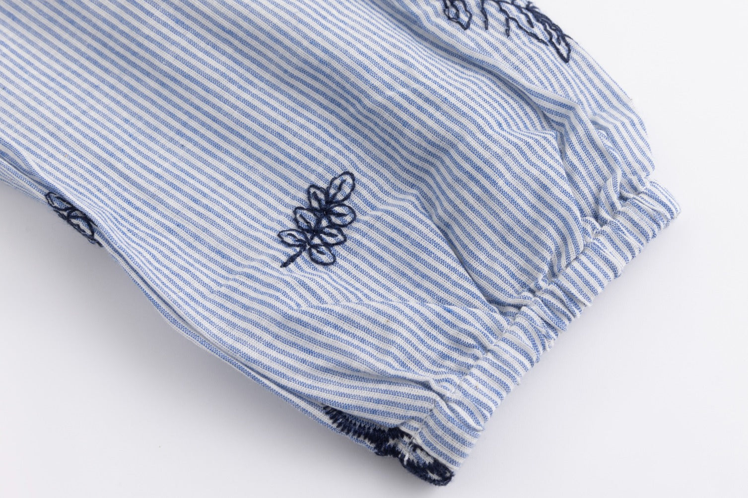 Blue Striped Blouse With Embroidery