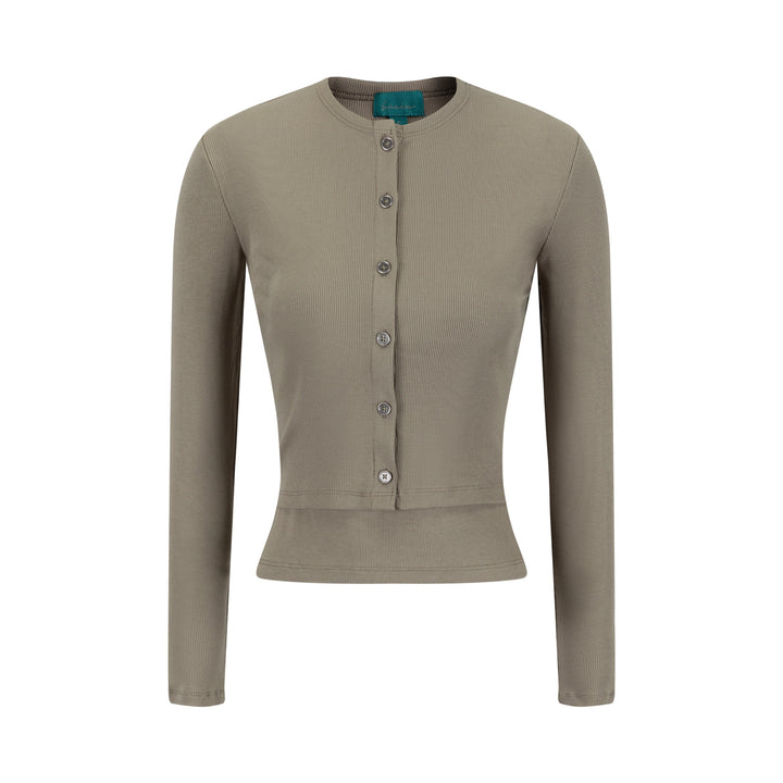 Cropped Ribbed Twin Set- Green Moss