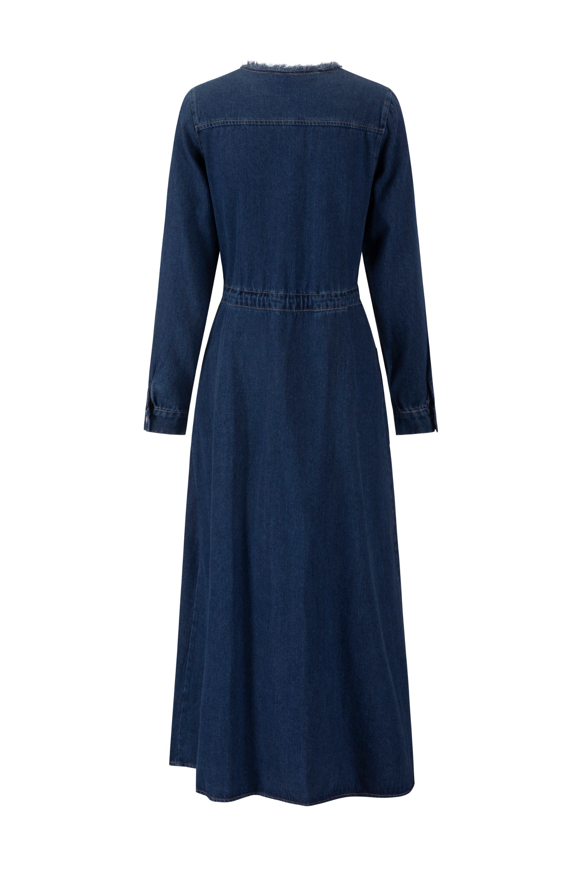 Ragged Edge Multi Pocket Denim Dress - Blue