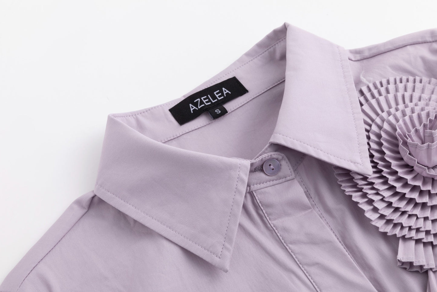 3D Flower Pleated Shirt - Mauve