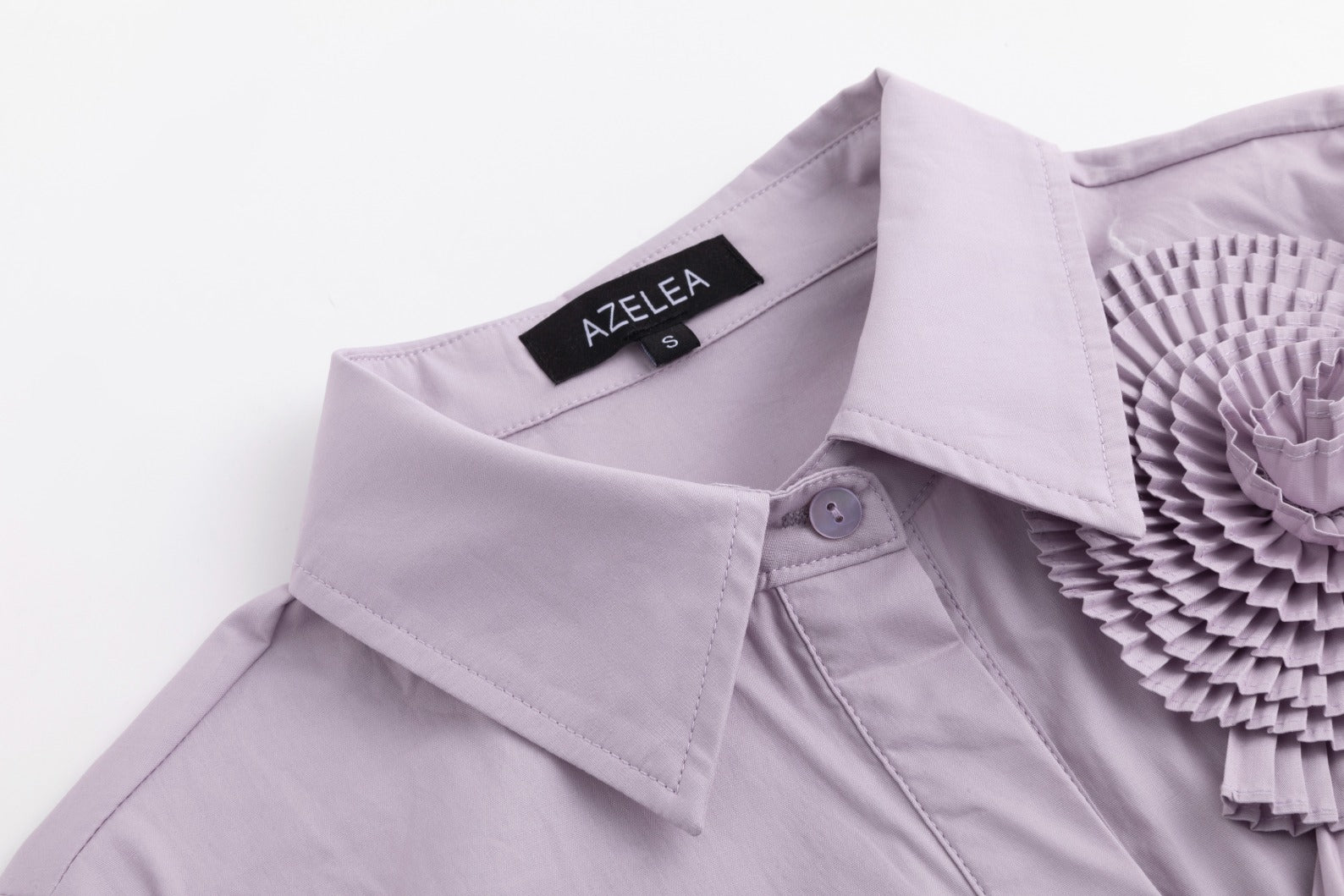 3D Flower Pleated Shirt - Mauve