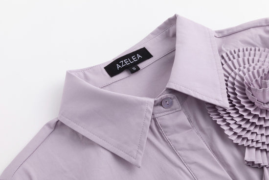 3D Flower Pleated Shirt - Mauve