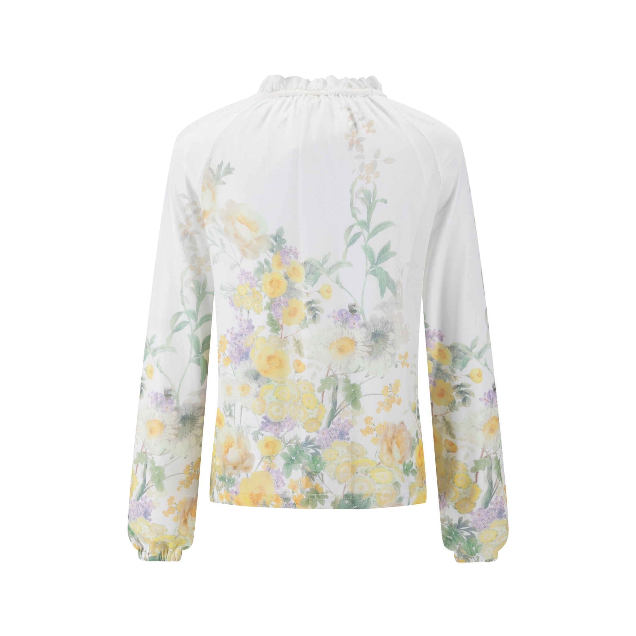 Ivory Ruffle Collar Floral Print Top - Yellow