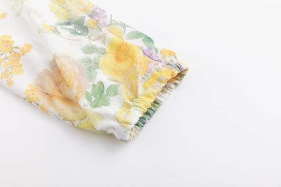 Ivory Ruffle Collar Floral Print Top - Yellow