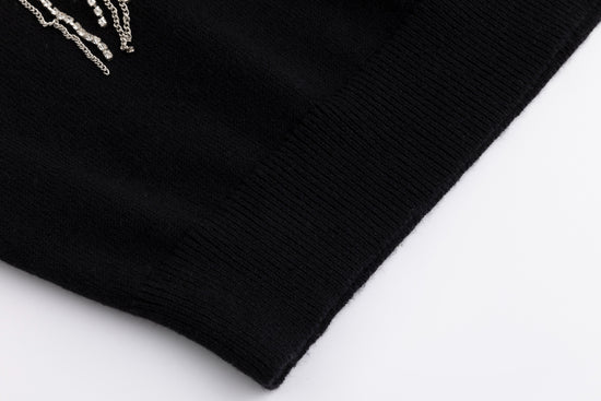 Sweater With Diamond Flower - Black
