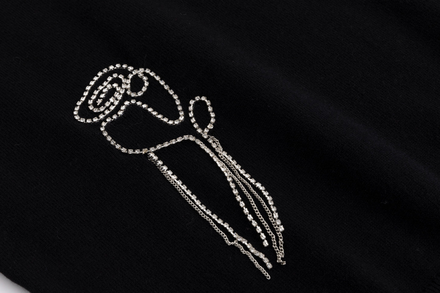 Sweater With Diamond Flower - Black