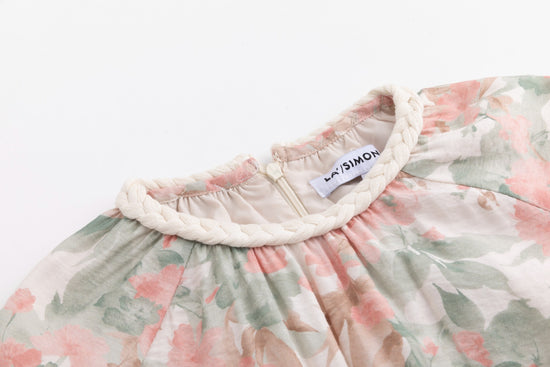 Braided Collar Detail Pink And Green Dress