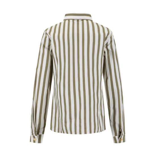 Bold Striped Blouse - Pattern Green Moss