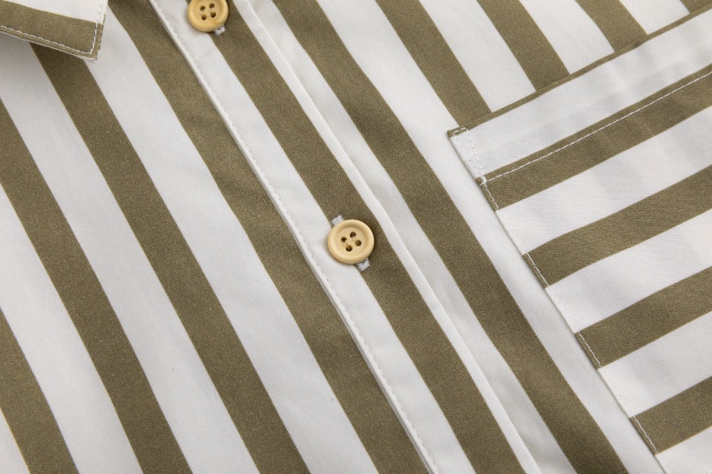 Bold Striped Blouse - Pattern Green Moss