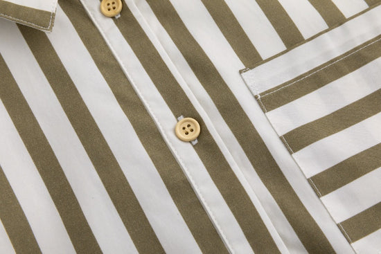 Bold Striped Blouse - Pattern Green Moss