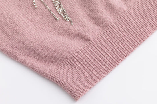 Sweater With Diamond Flower - Mauve