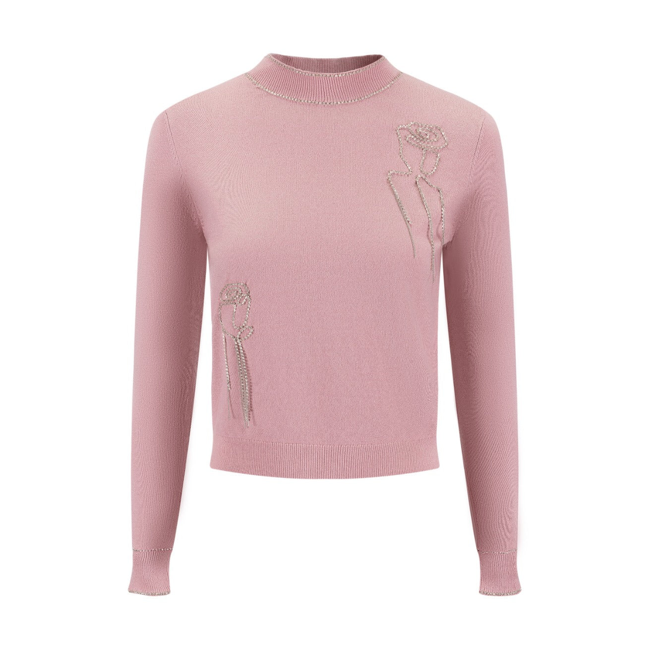 Sweater With Diamond Flower - Mauve