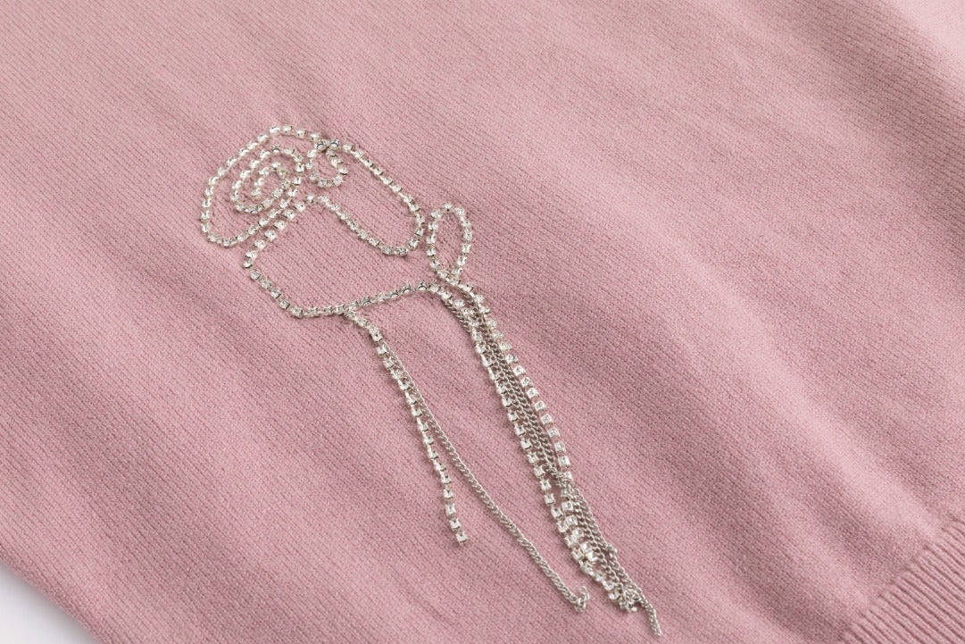 Sweater With Diamond Flower - Mauve