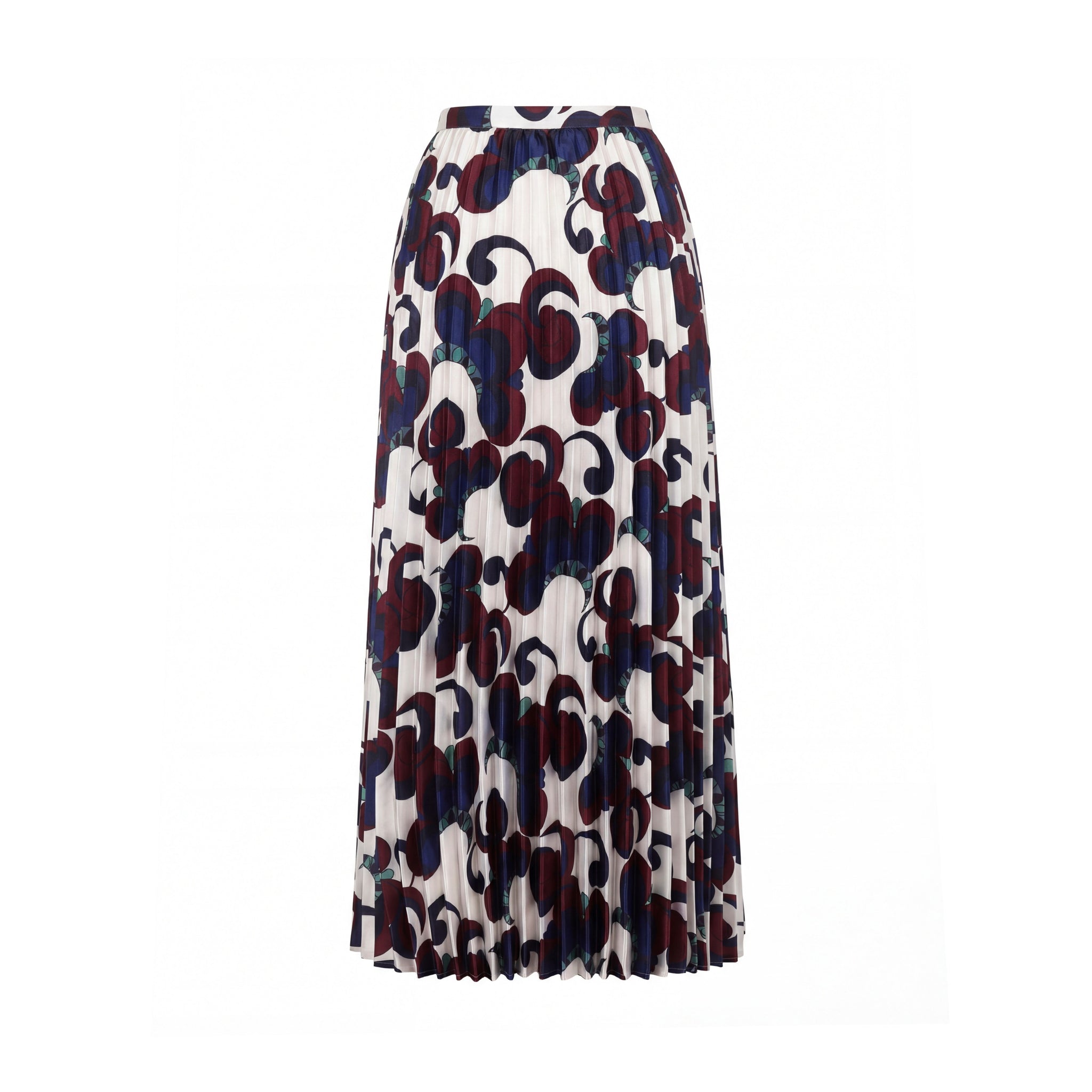 Blue And Burgundy Pleated Skirt