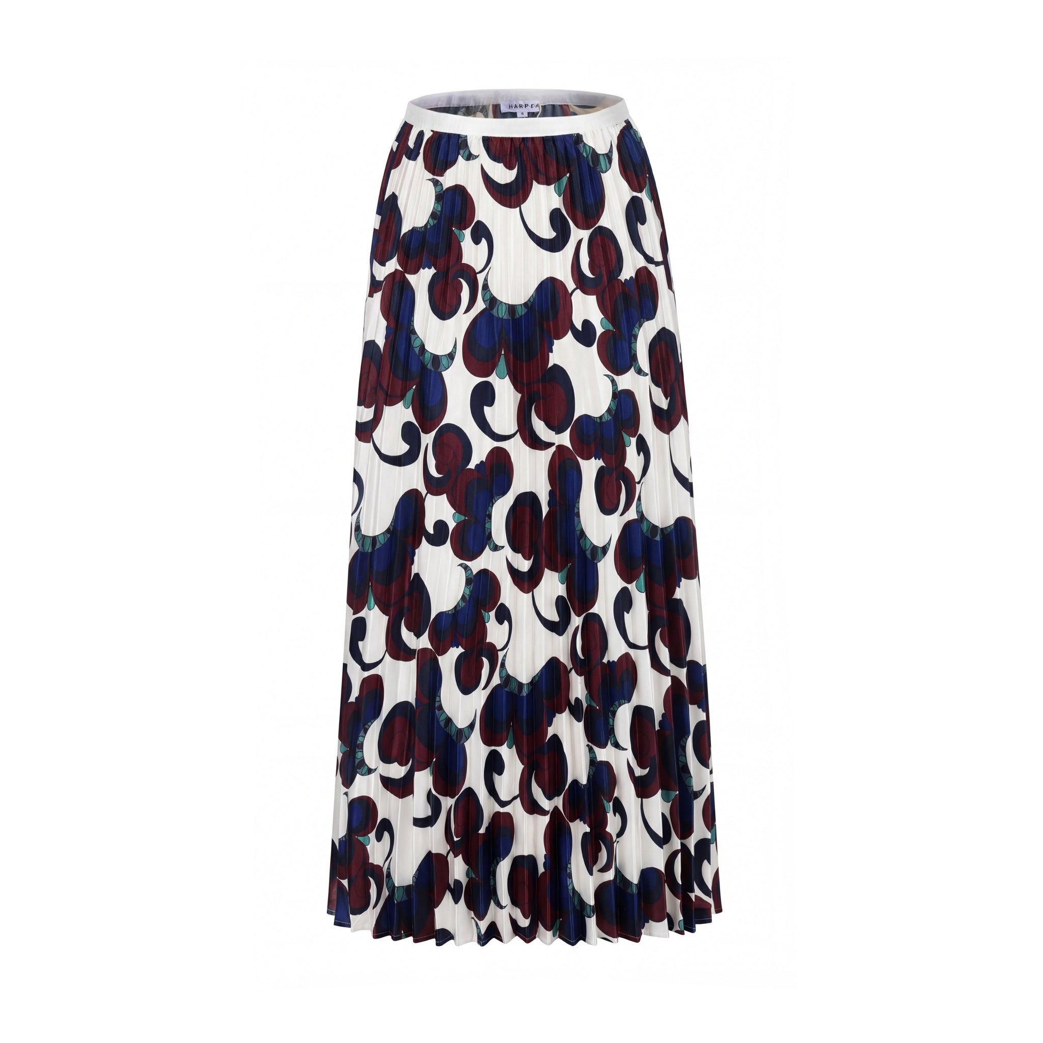Blue And Burgundy Pleated Skirt