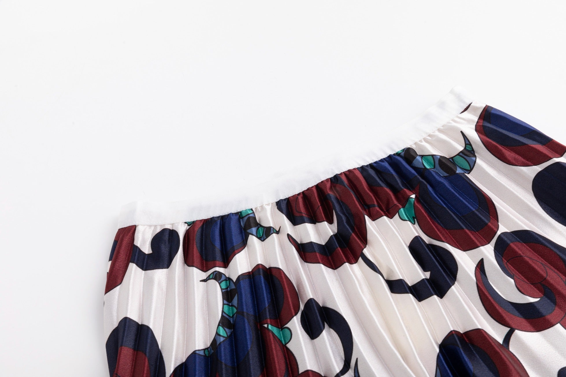 Blue And Burgundy Pleated Skirt