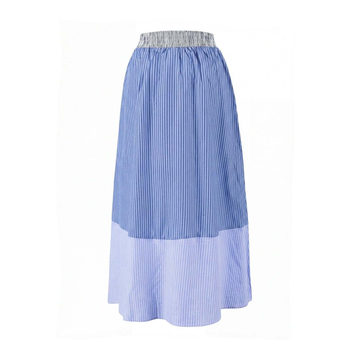 Multi Striped Block Buttoned Skirt