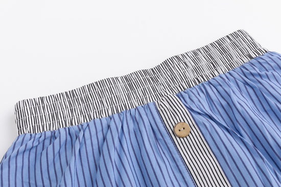 Multi Striped Block Buttoned Skirt