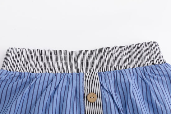 Multi Striped Block Buttoned Skirt