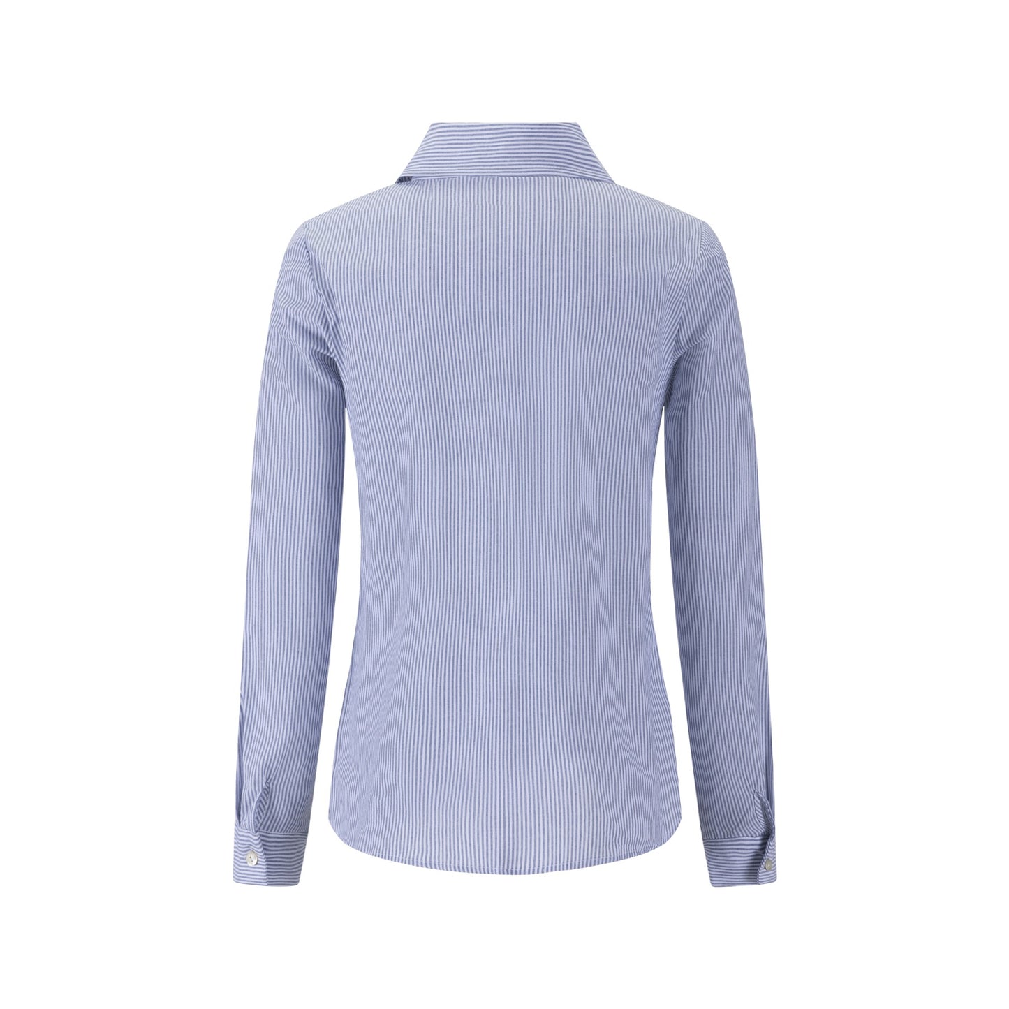 Blue Stripes Shirt With Navy Flower Embroidery