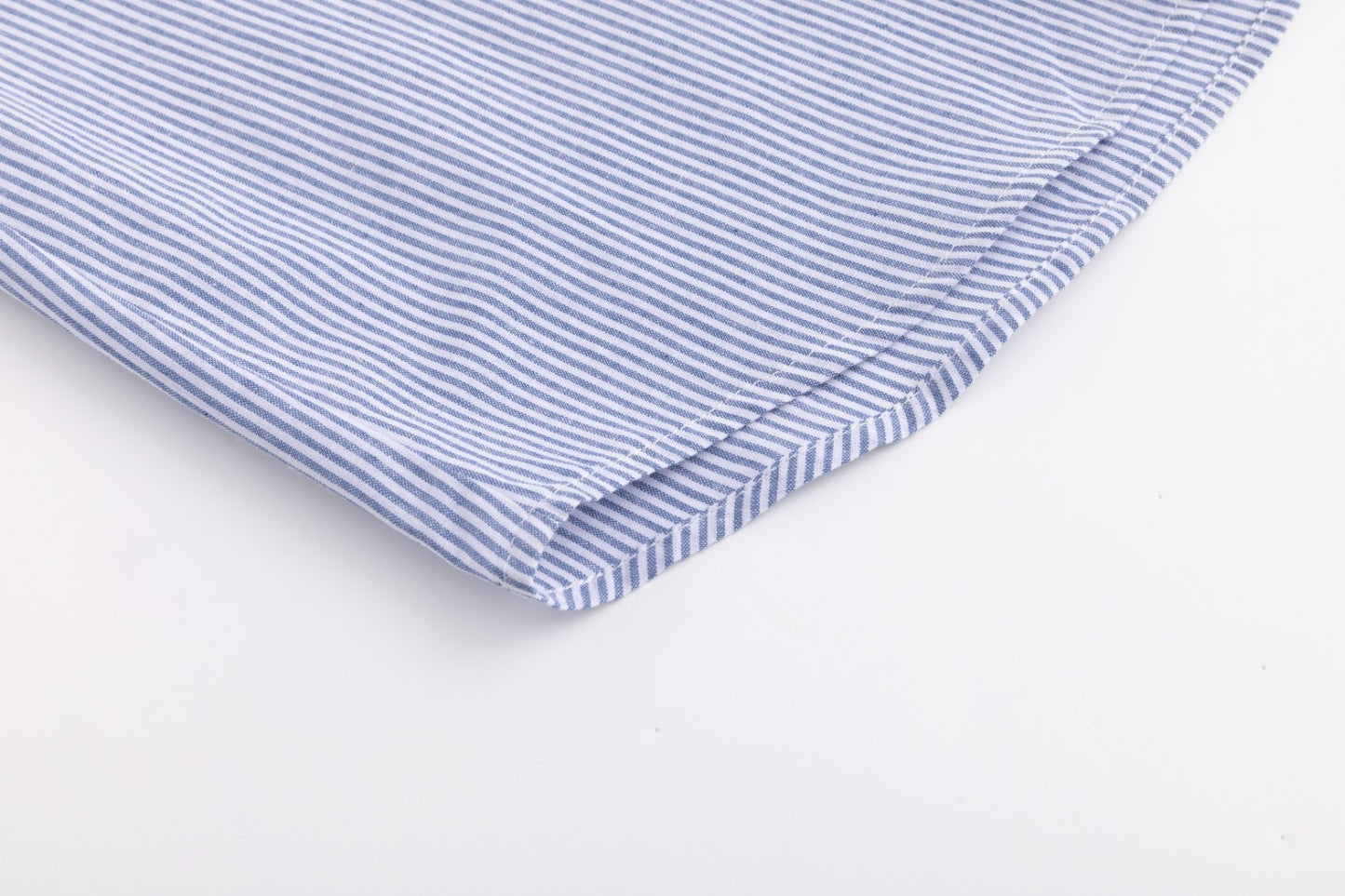 Blue Stripes Shirt With Navy Flower Embroidery