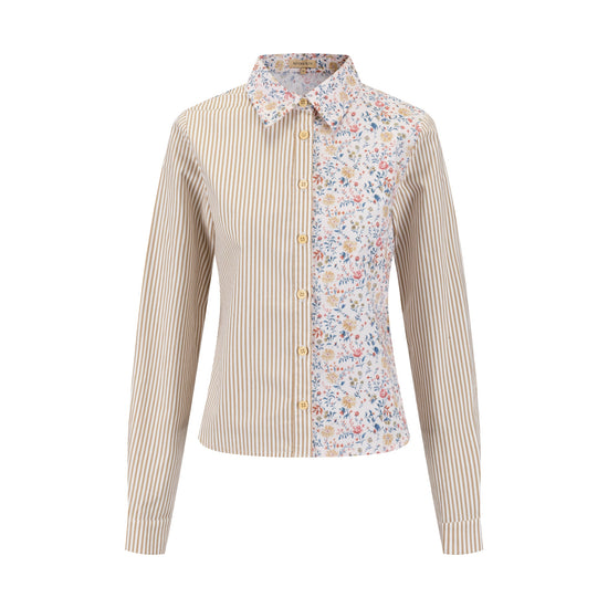 Pinstripe Floral Blouse