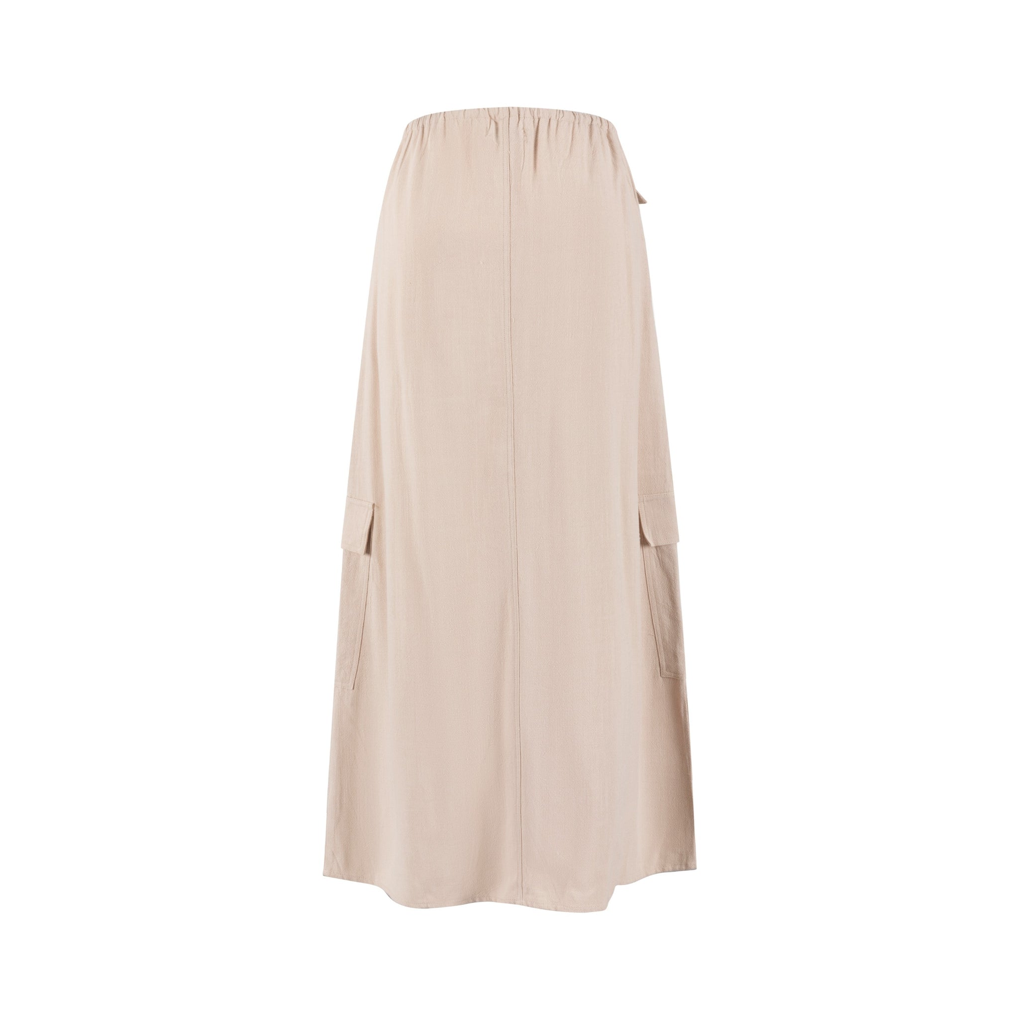Linen Drawstring Pocket Skirt - Sand
