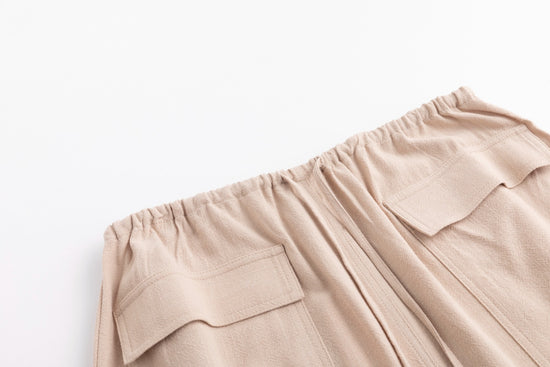 Linen Drawstring Pocket Skirt - Sand