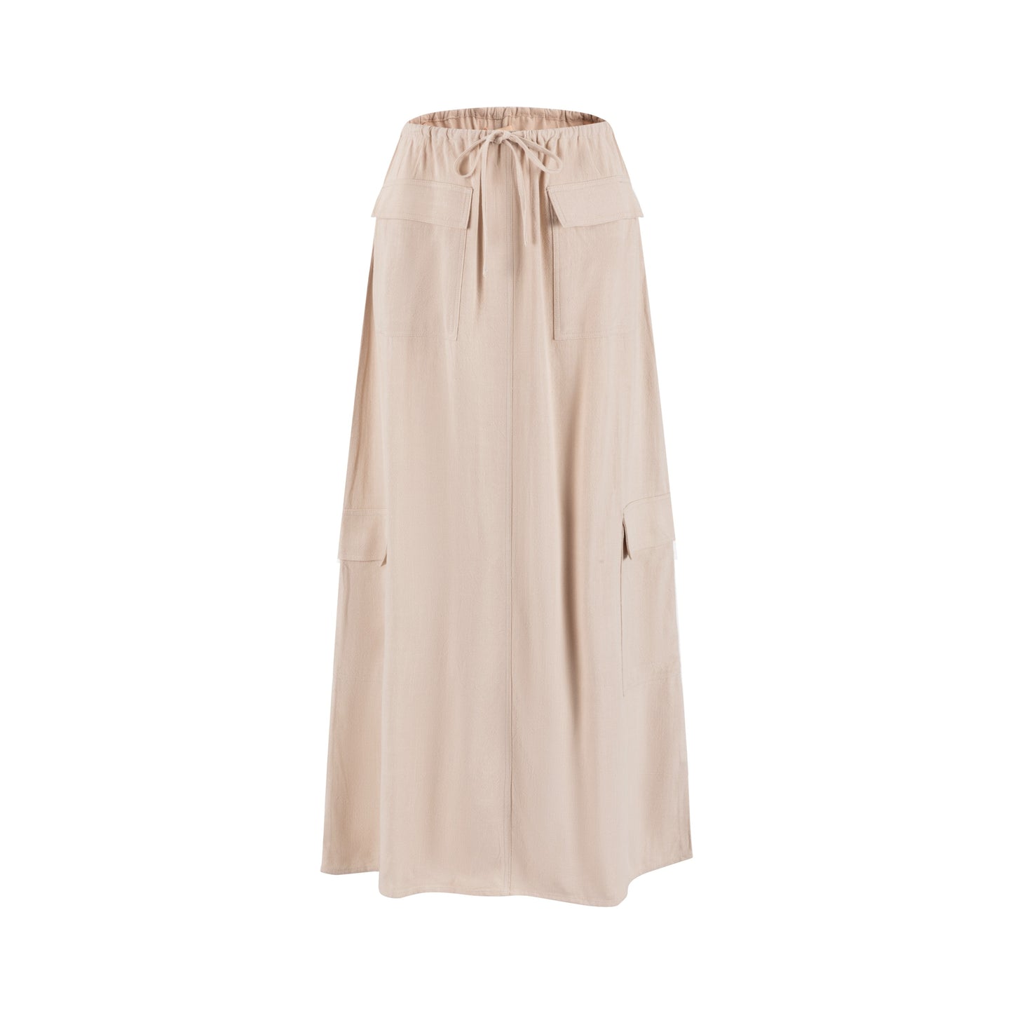 Linen Drawstring Pocket Skirt - Sand
