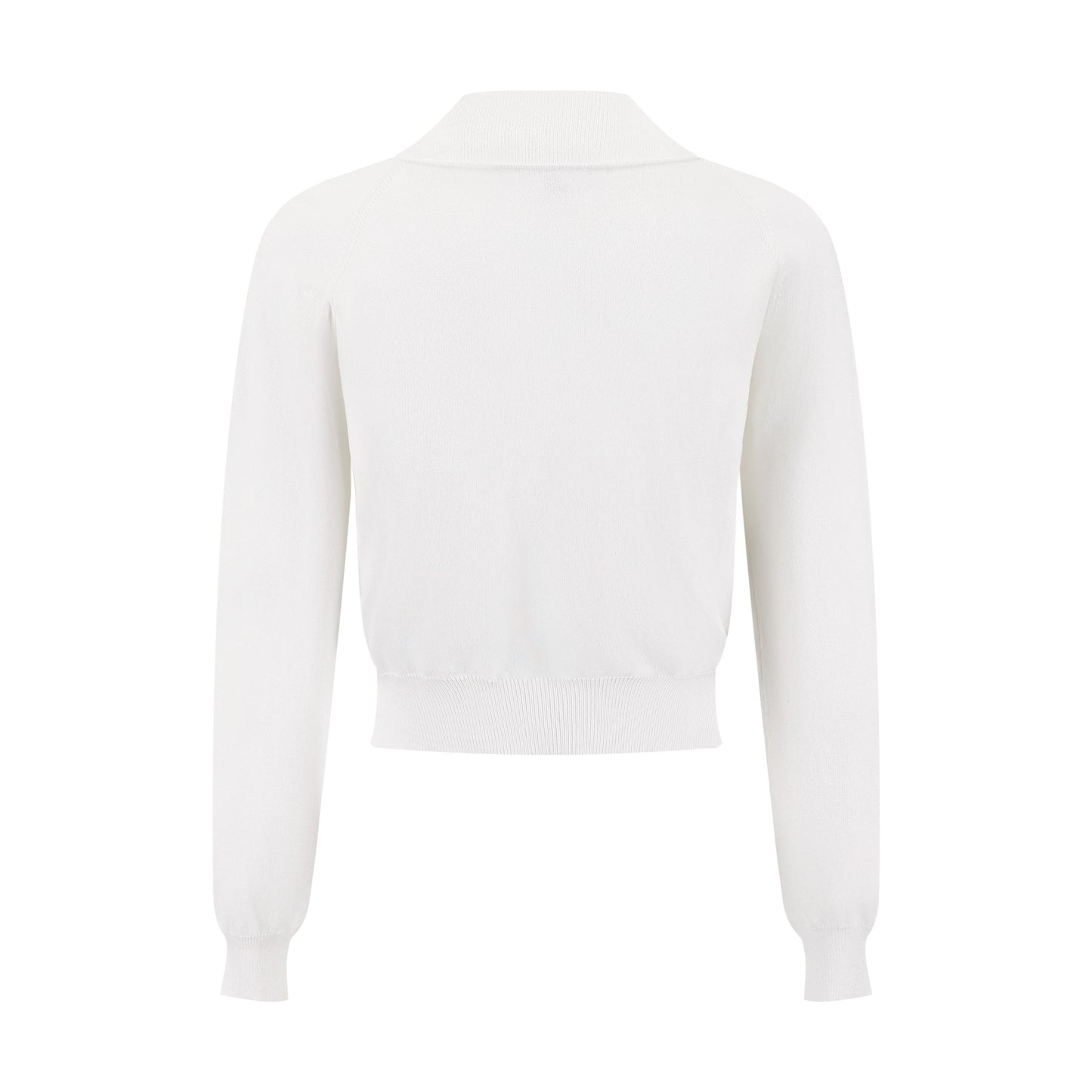 Knit Cardigan With Collar And Flower Buttons - White