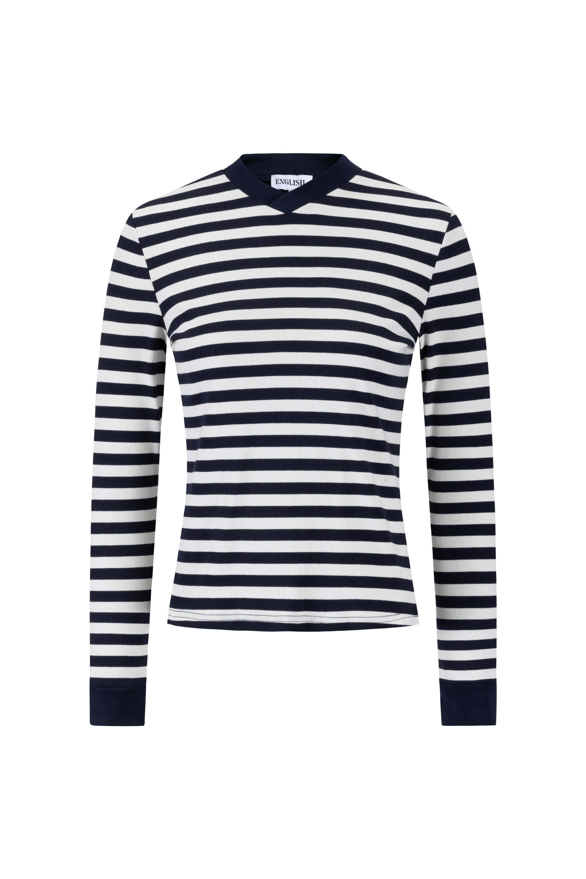 Striped V-Neck Top - Navy