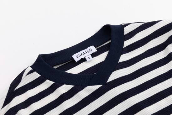 Striped V-Neck Top - Navy
