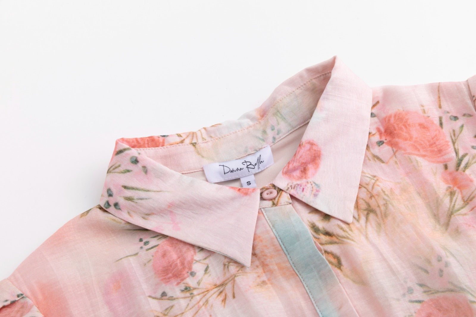 Butterfly Print Pink Dress With Braided Belt