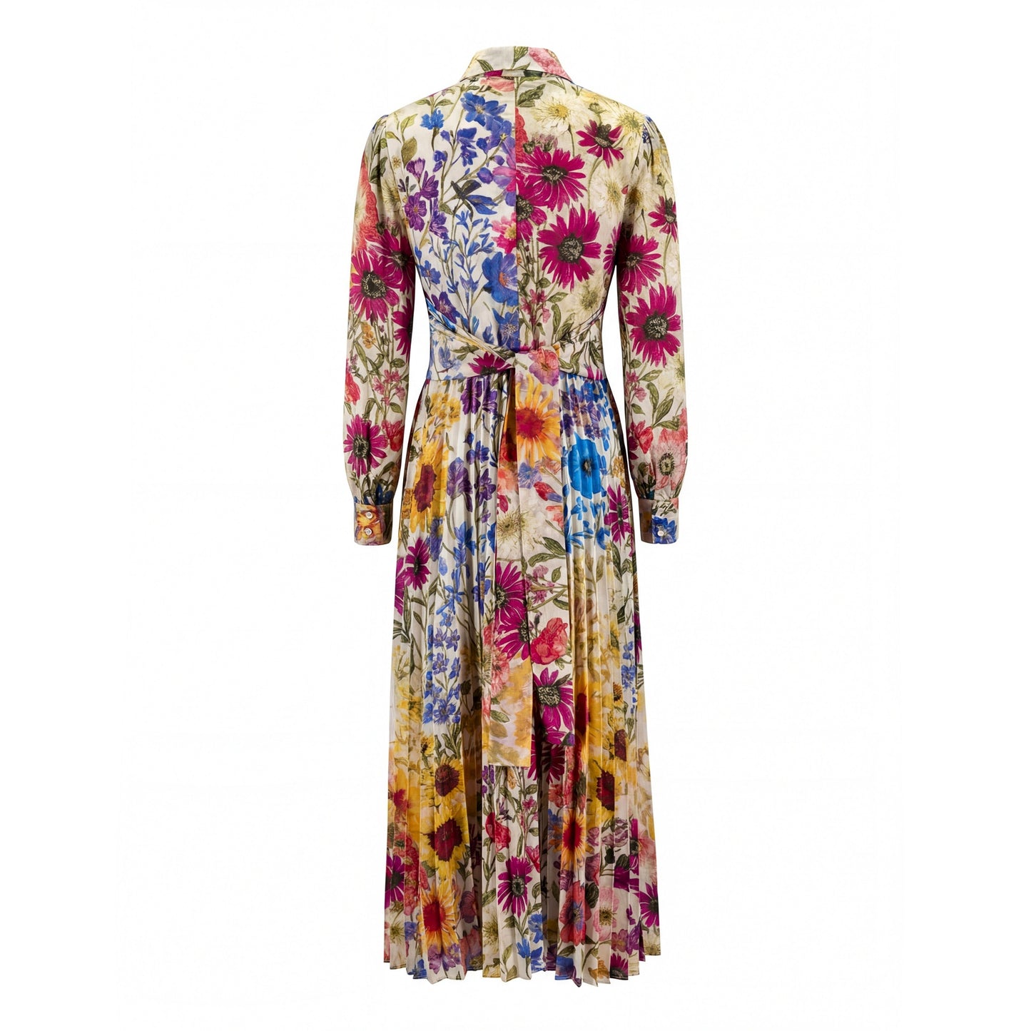 Wrap Pleated Dress - Multi Colored