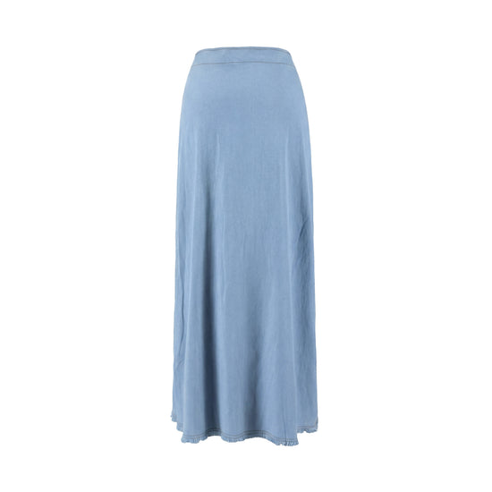 Denim Fringed Flap Skirt