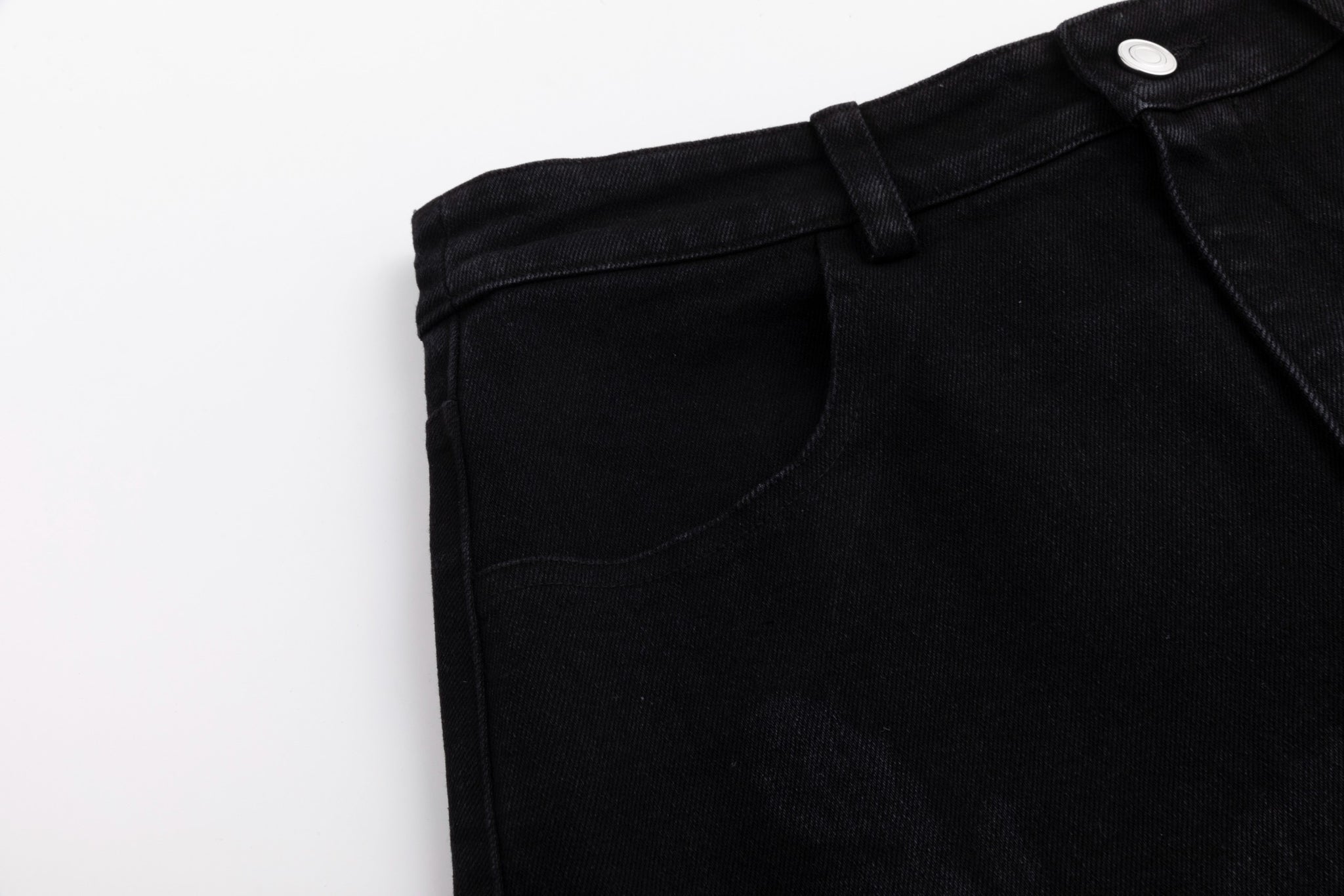 Acid Washed Flower Print Denim Skirt - Black