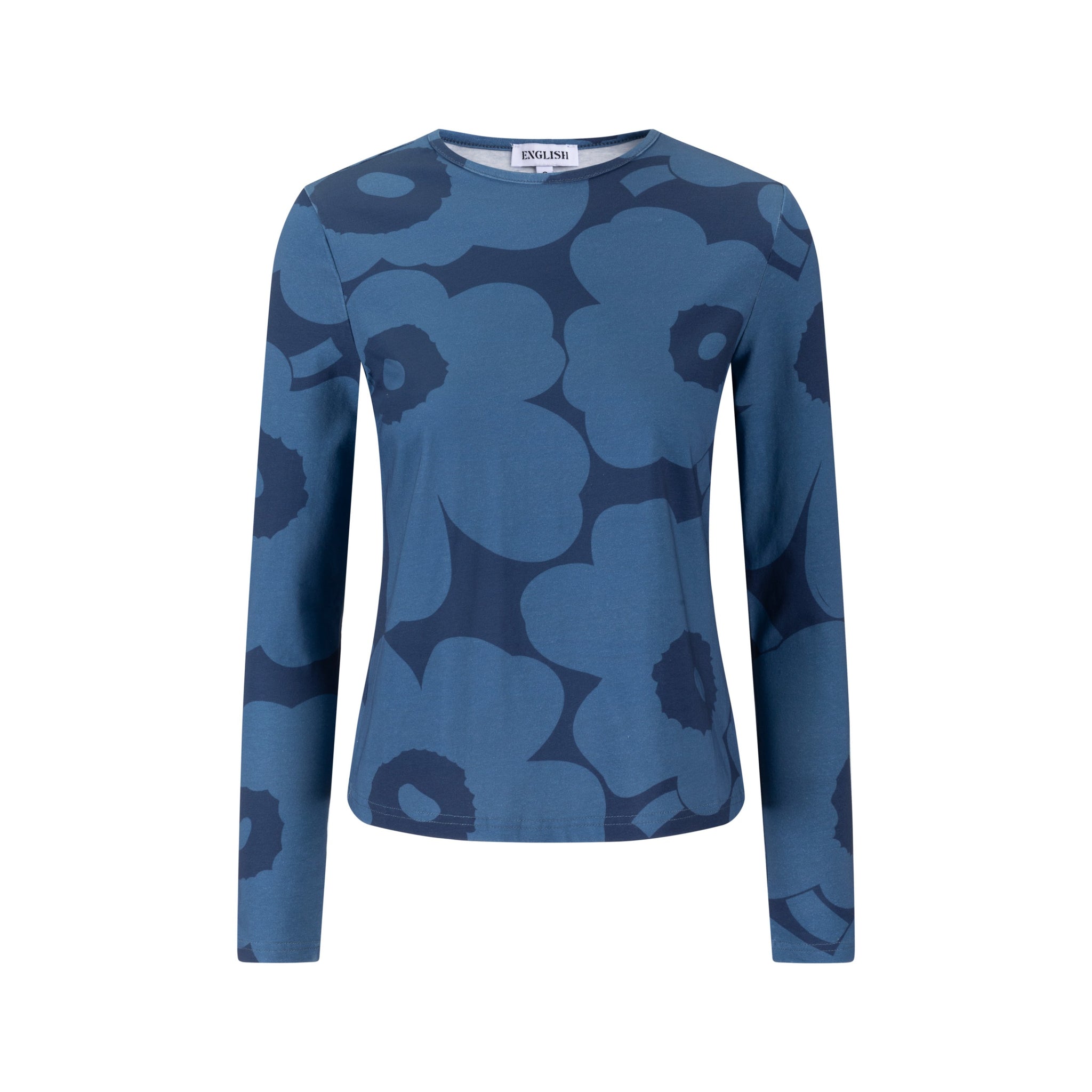 Navy Base Blue Flower Print Top